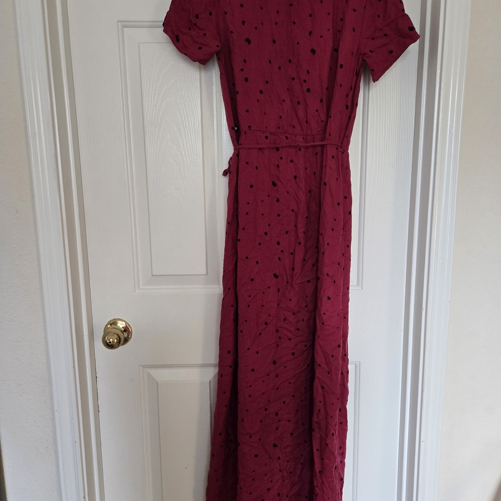 Hurley Burgundy Maxi Dress with Black Dots
